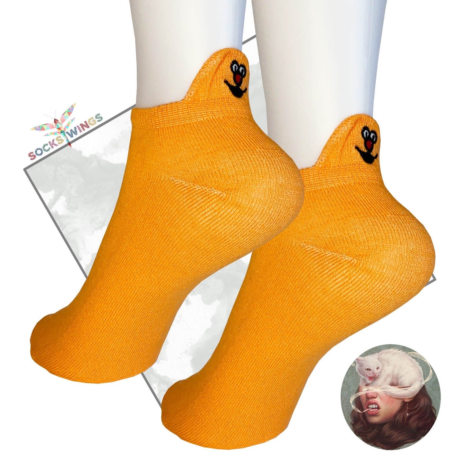 Orange Cat Little Socken