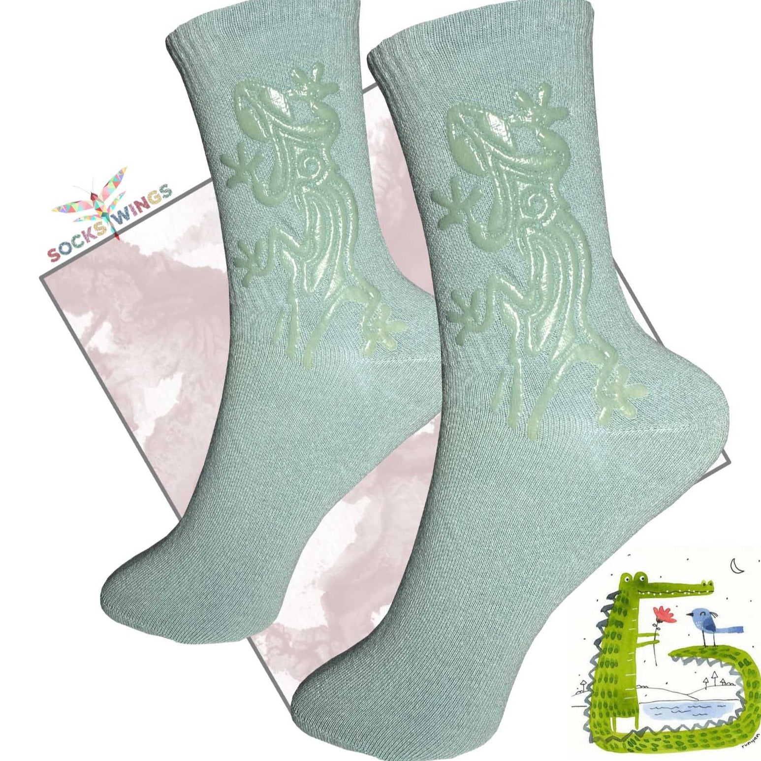 Eidechse Grün Socken