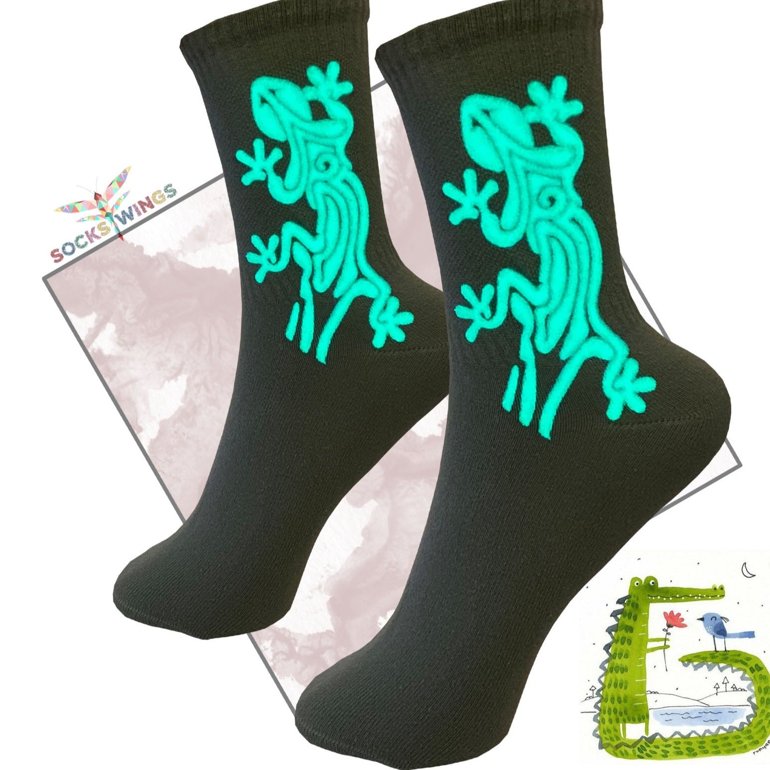 Eidechse Grün Socken