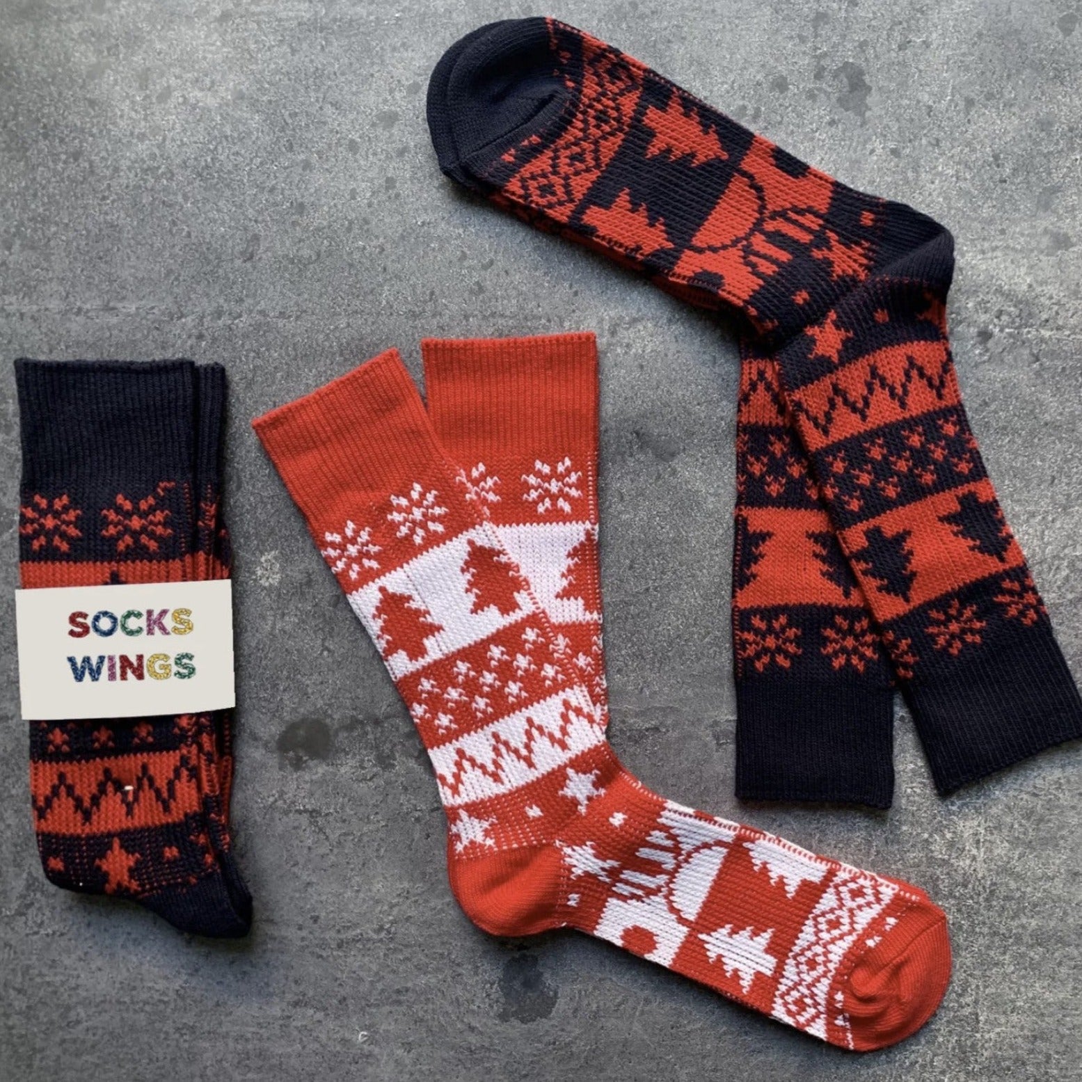 Rot-Weisser Weihnachtsbaum Socken (aus Wolle)