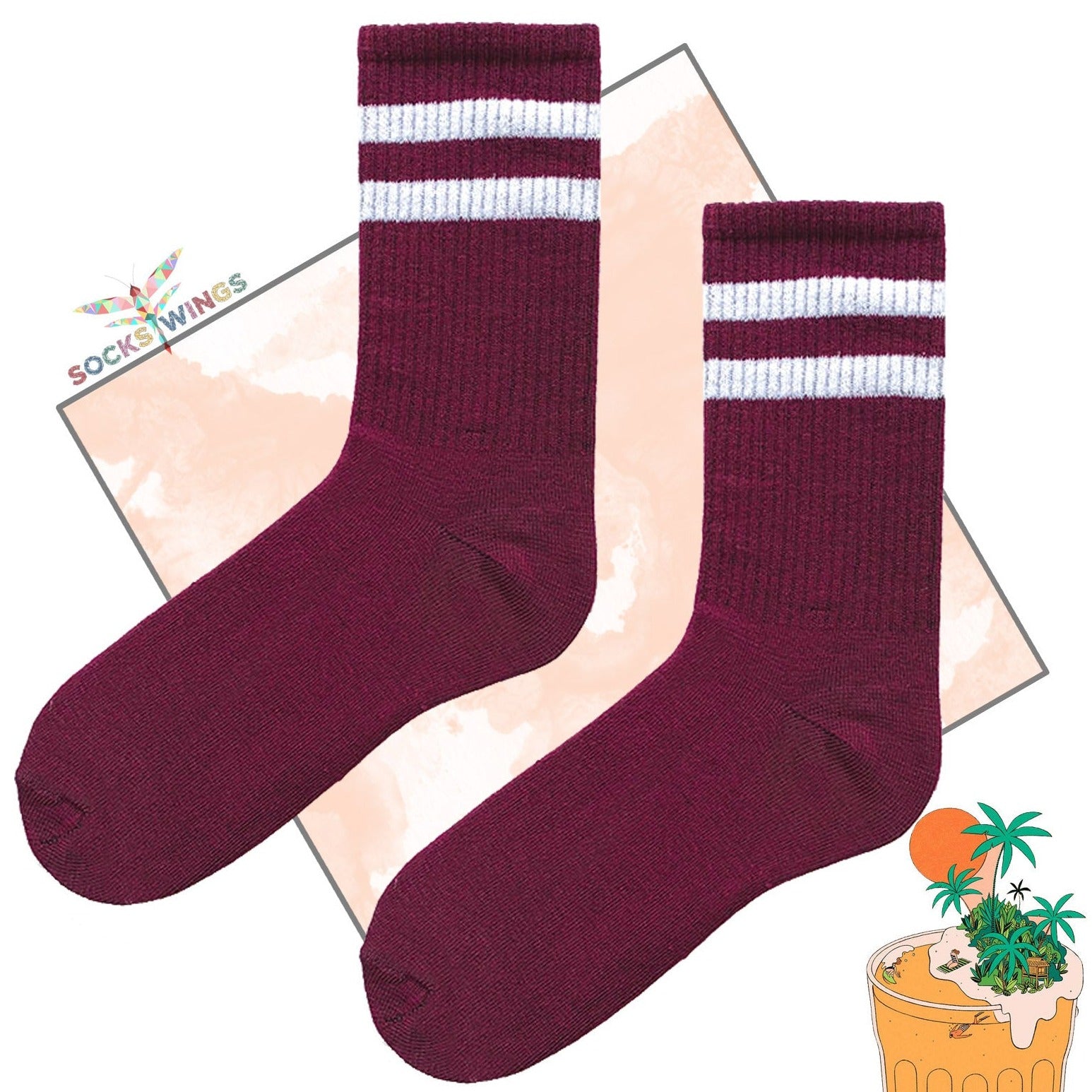 Doppelt Linierte Violette Socken