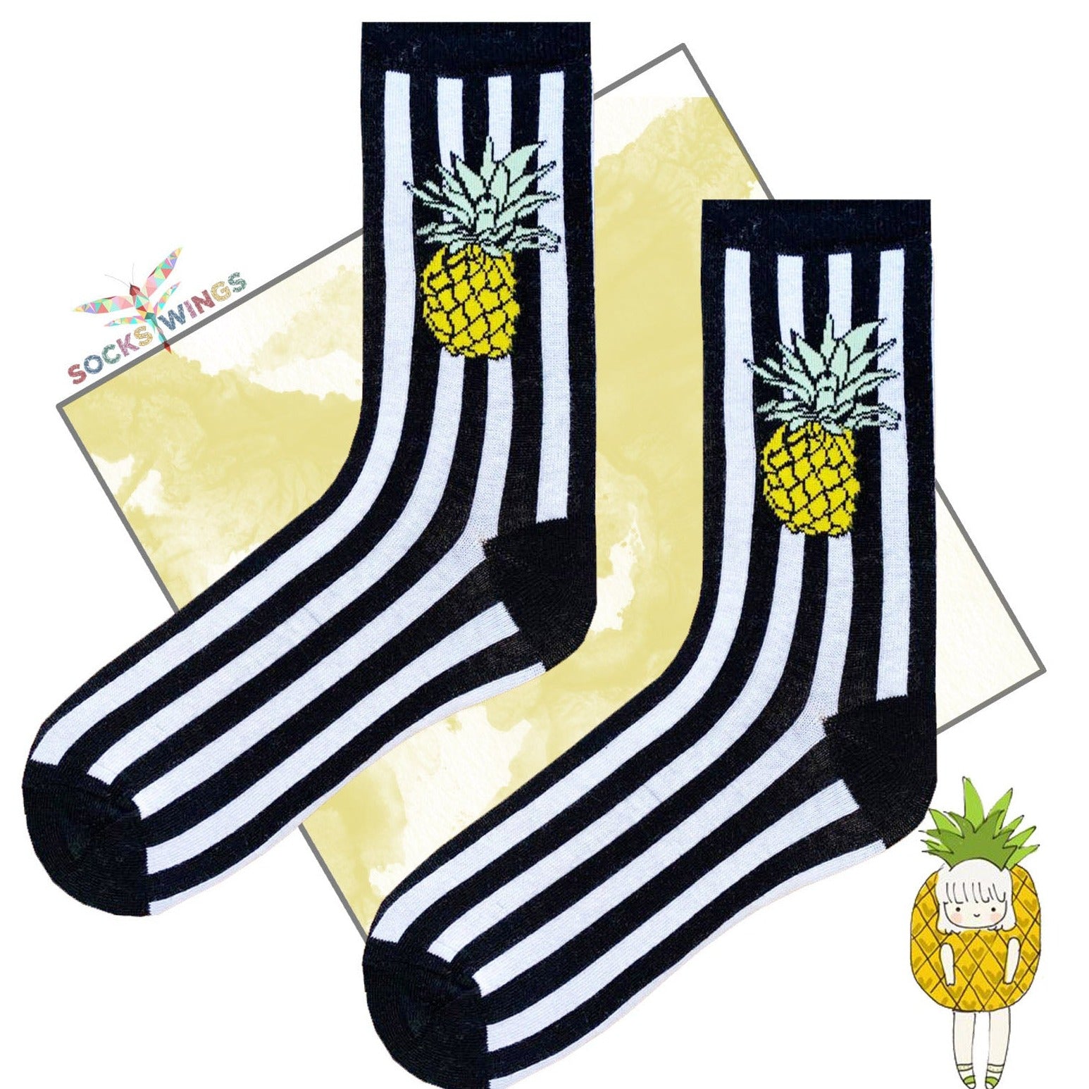 Gestreift Ananas Socken