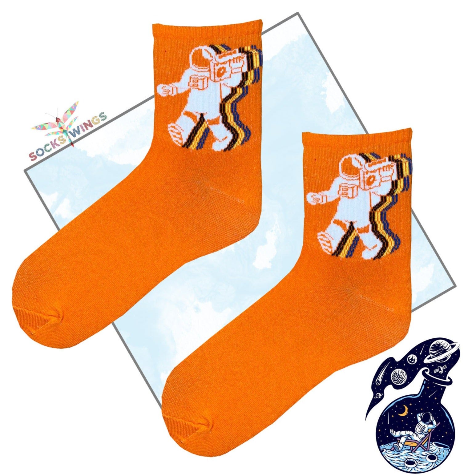 Orange Astronaut Socken