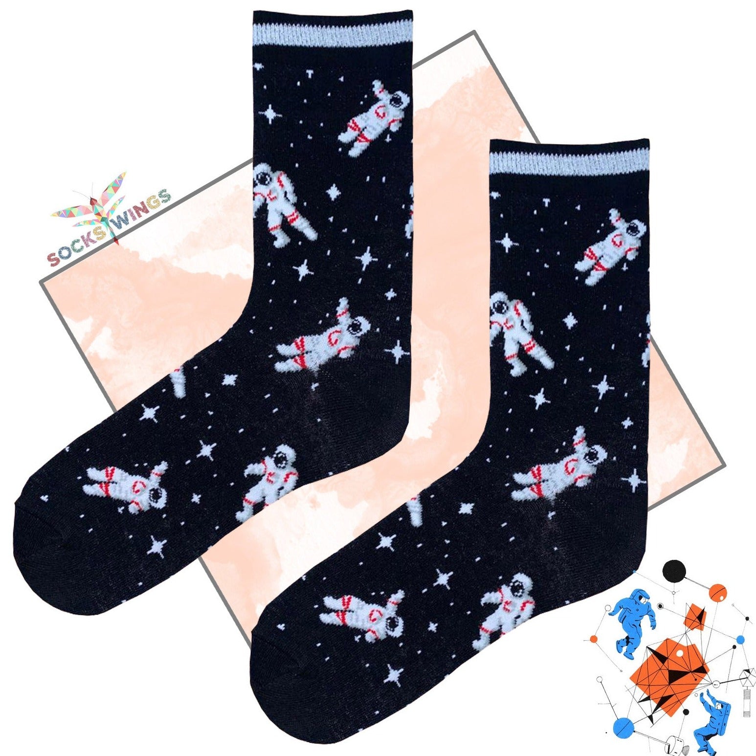 Schwarze Astronauten Socken