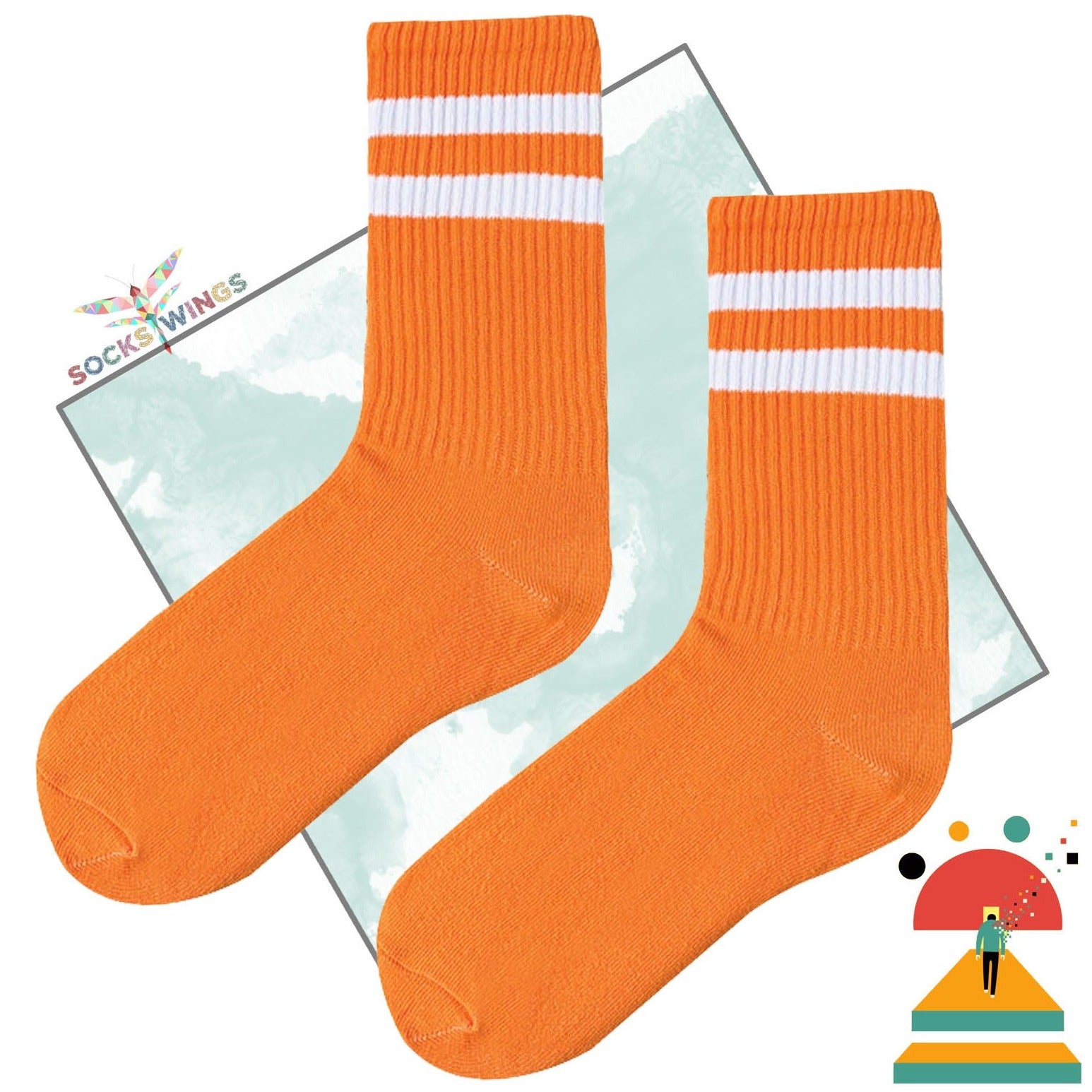 Orange Doppelt Linierte Socken