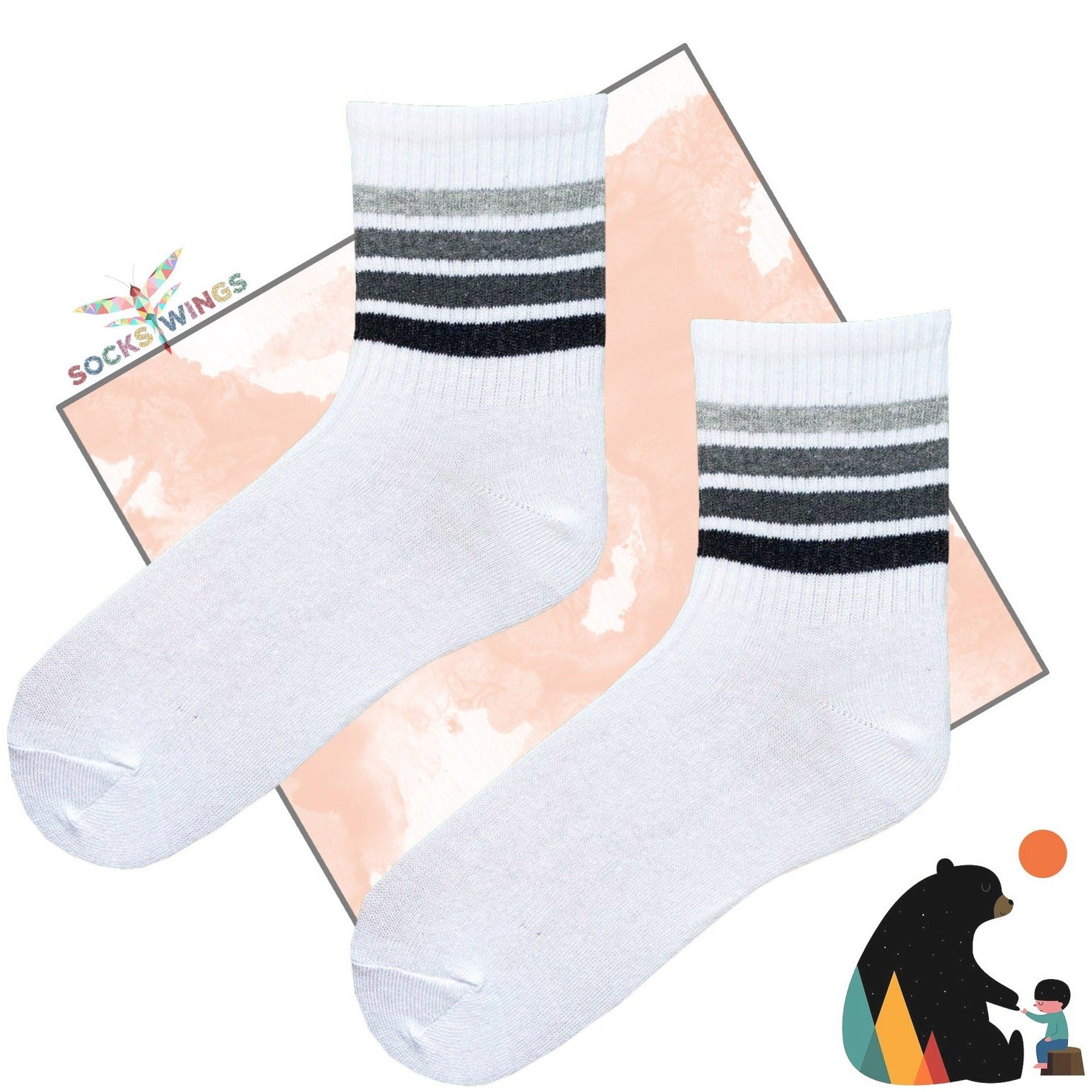 Grautönig Quartär Linierte Socken