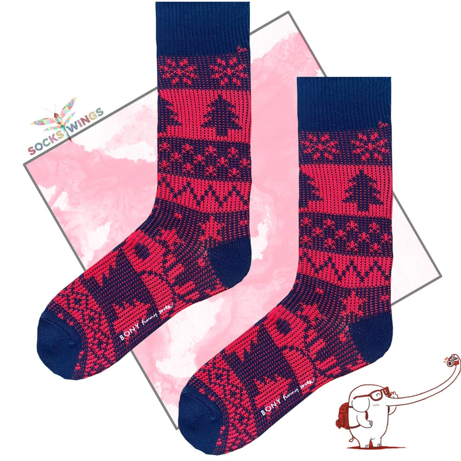 Rot-Schwarz Weihnachtsbaum Socken (aus Wolle)