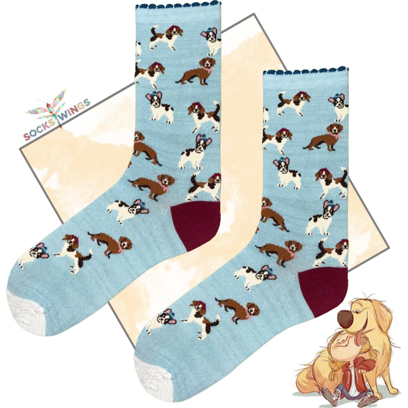 Hellblaue Hunde Socken