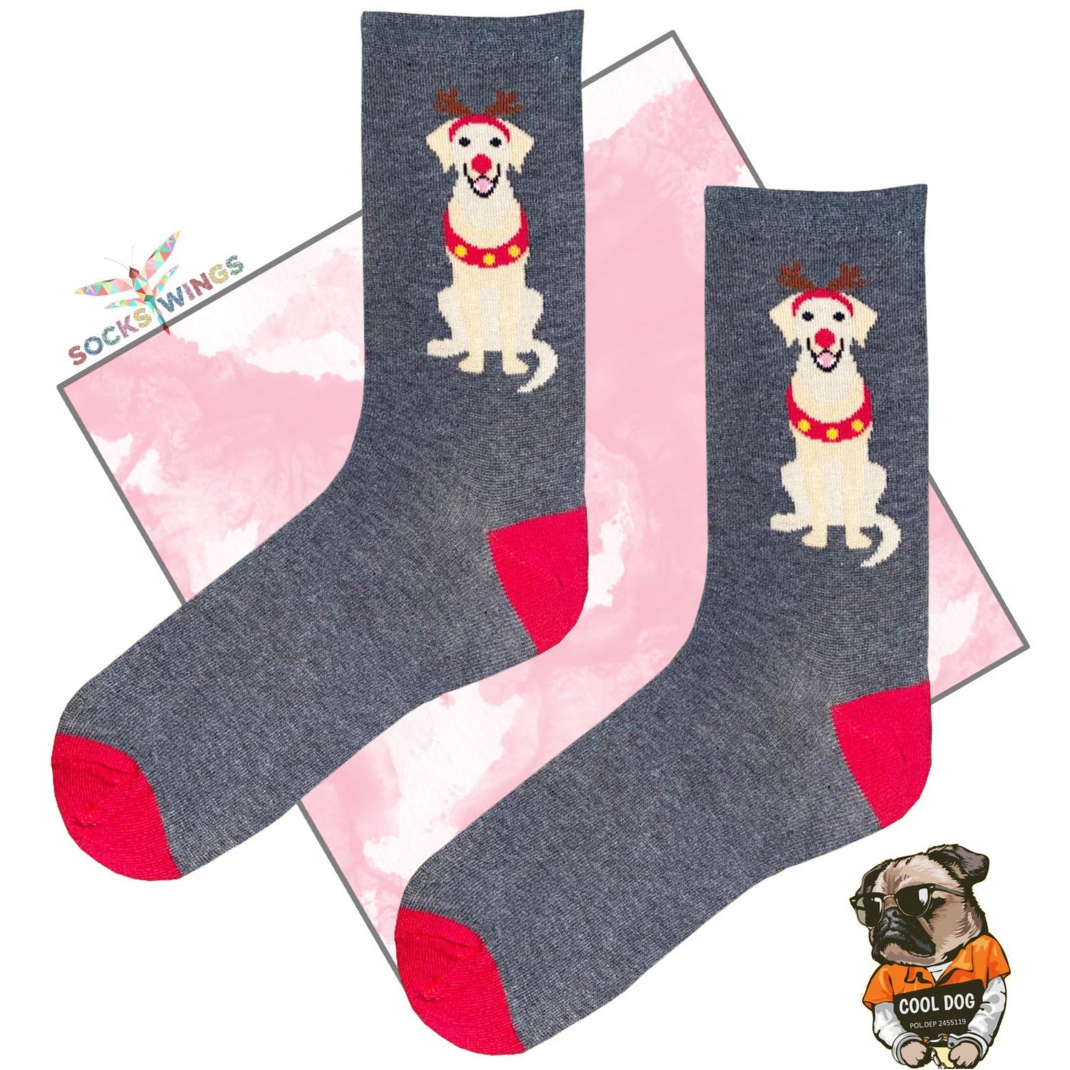 Hund Grau Socken