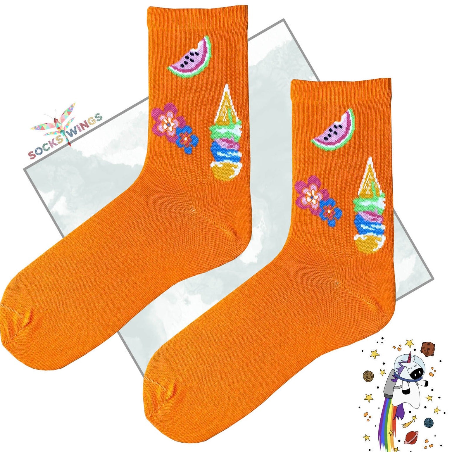 Orange Eis Wassermelone Socken