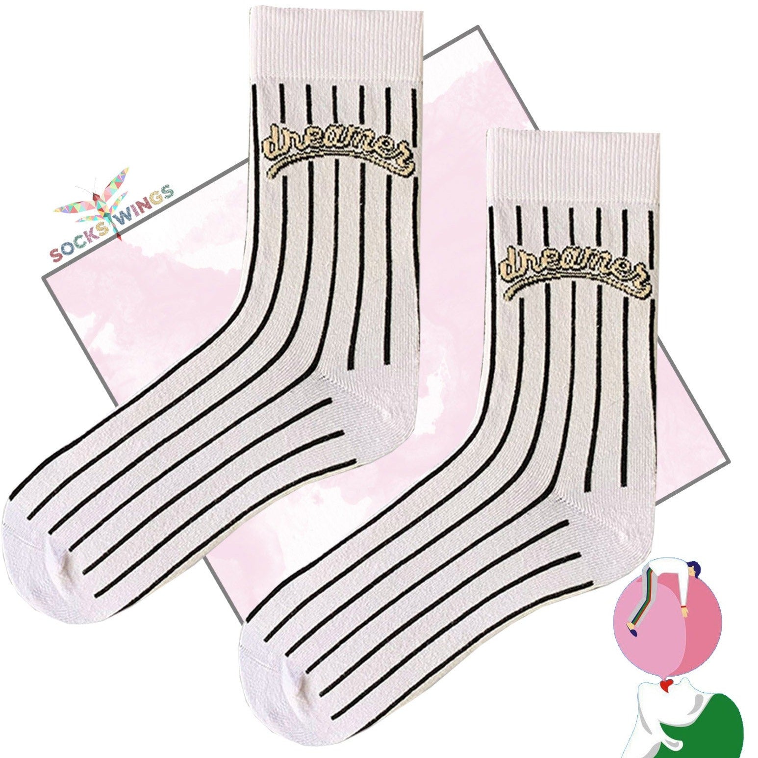 Weisse gestreifte Dreamers Socken