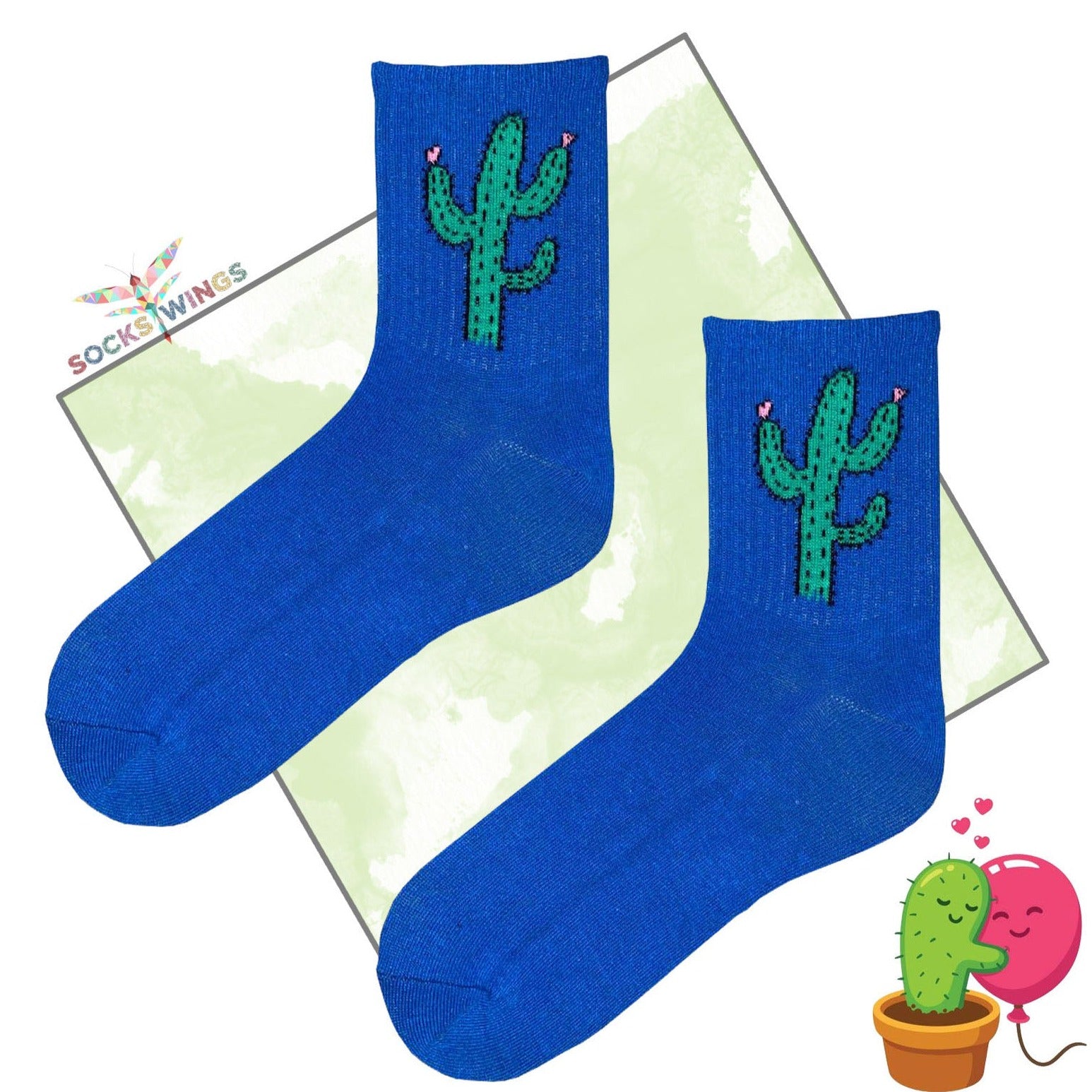 Blaue Kaktus Socken