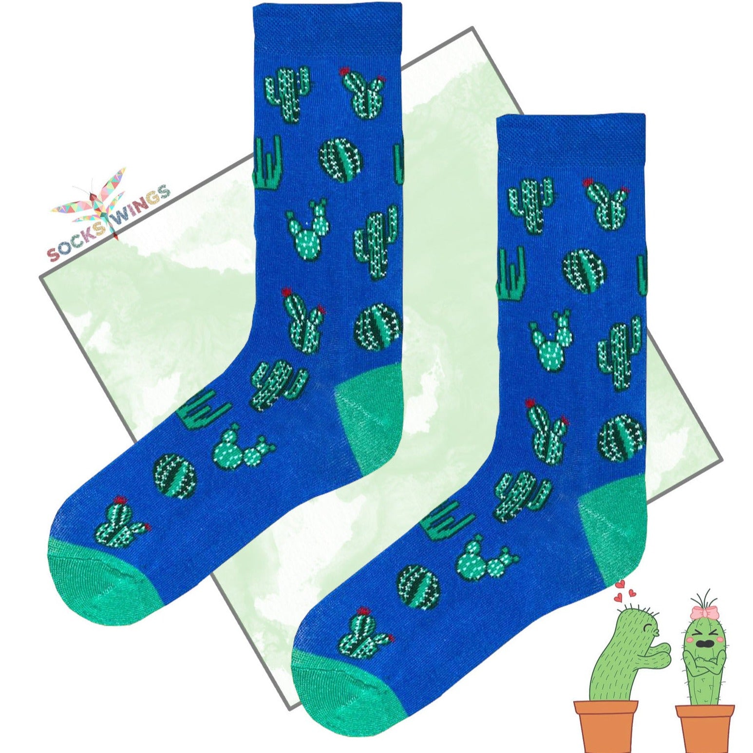 Blau-Grüne Kaktus Socken