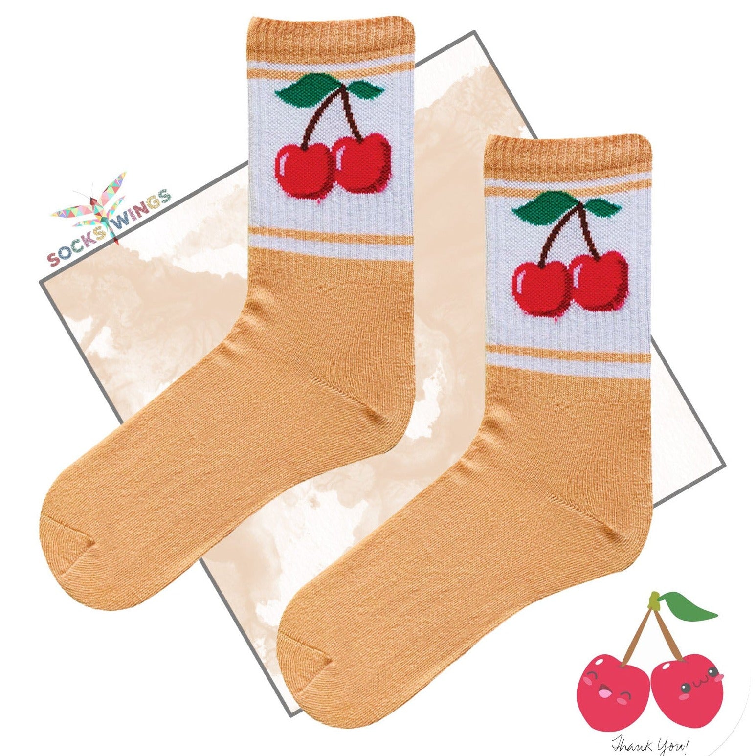 Beige Kirsche Socken