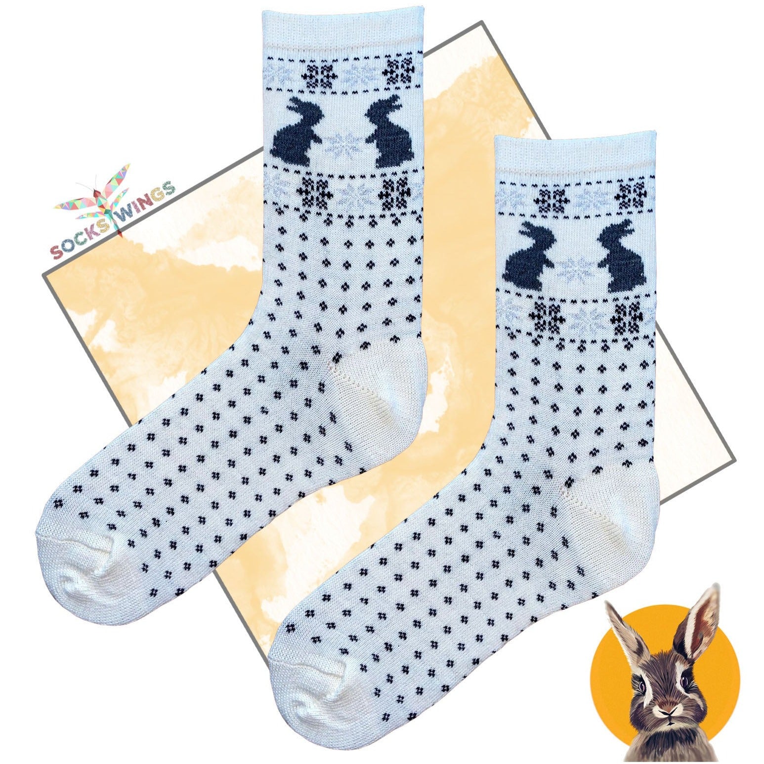 Weisse Hasen Socken (aus Wolle)