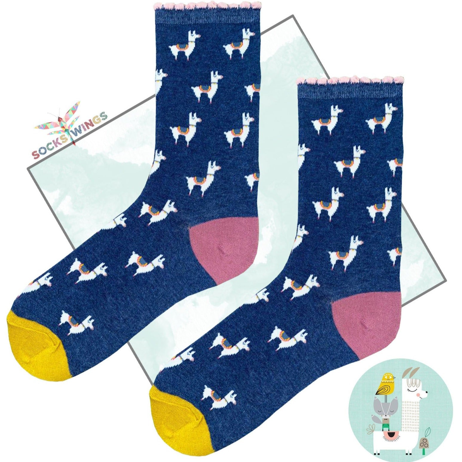 Marineblaue Lama Socken