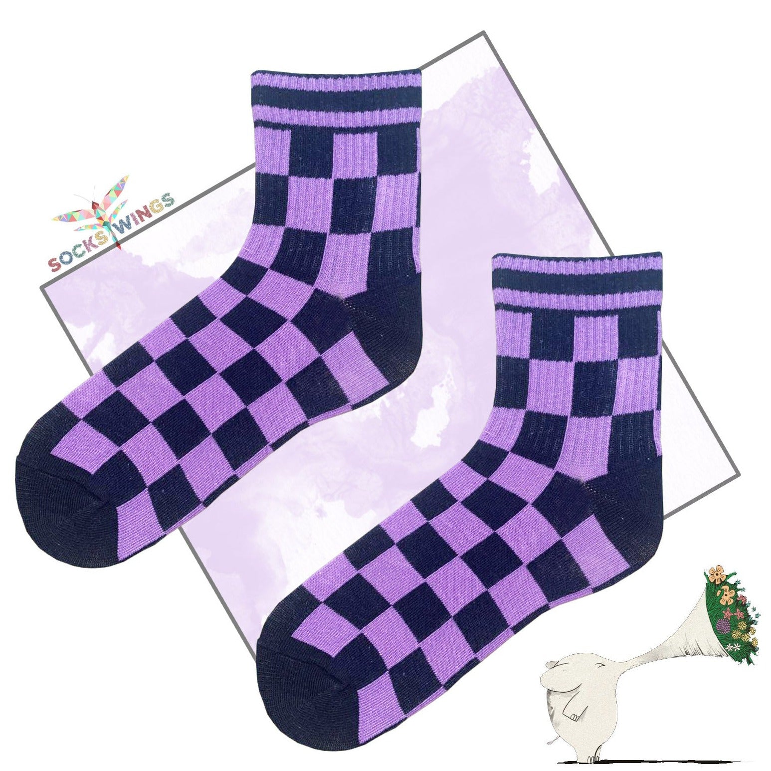 Violette Dame Schach Socken