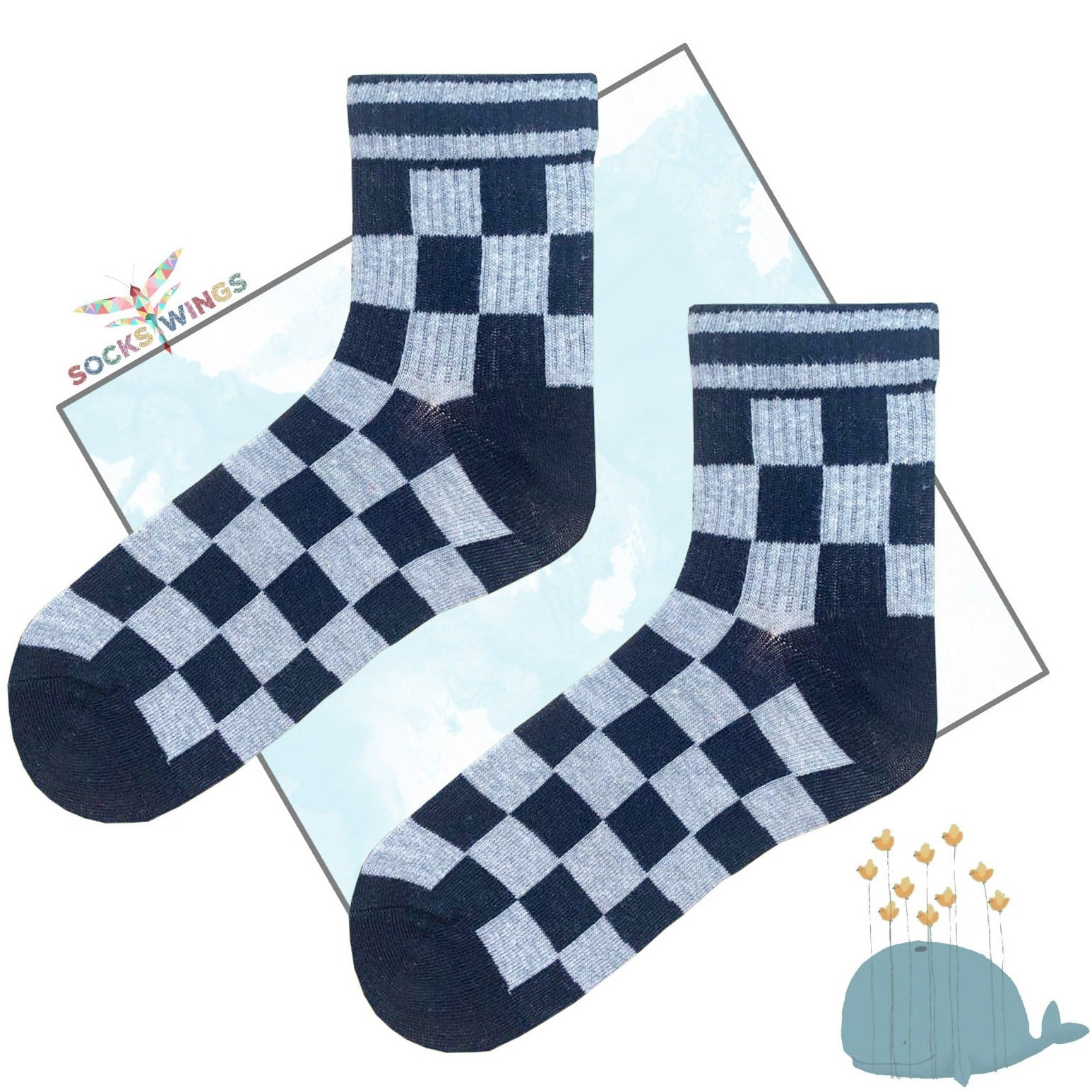 Graue Dame Schach Socken