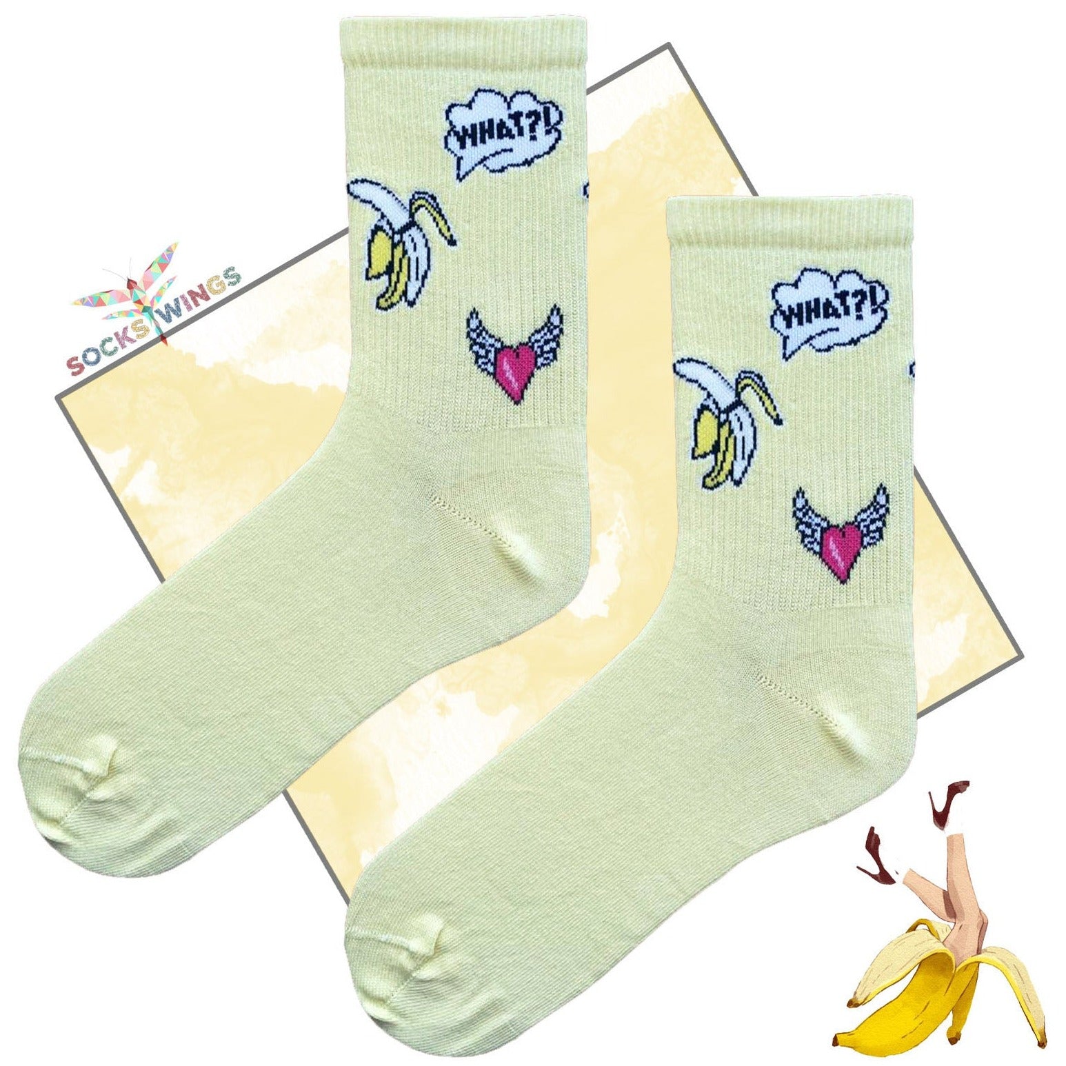 Gelbe Banane Herz Socken