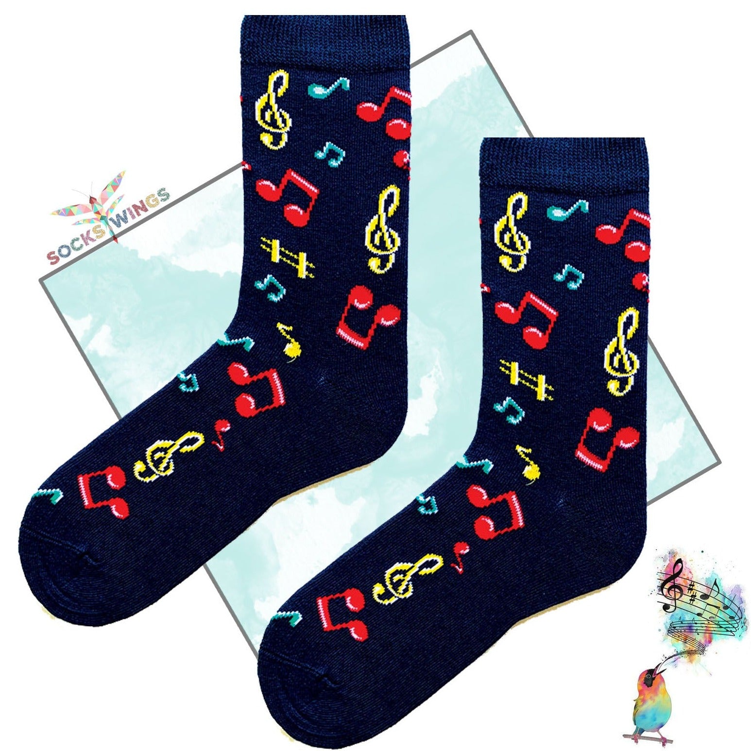 Marineblau Musiknote Socken