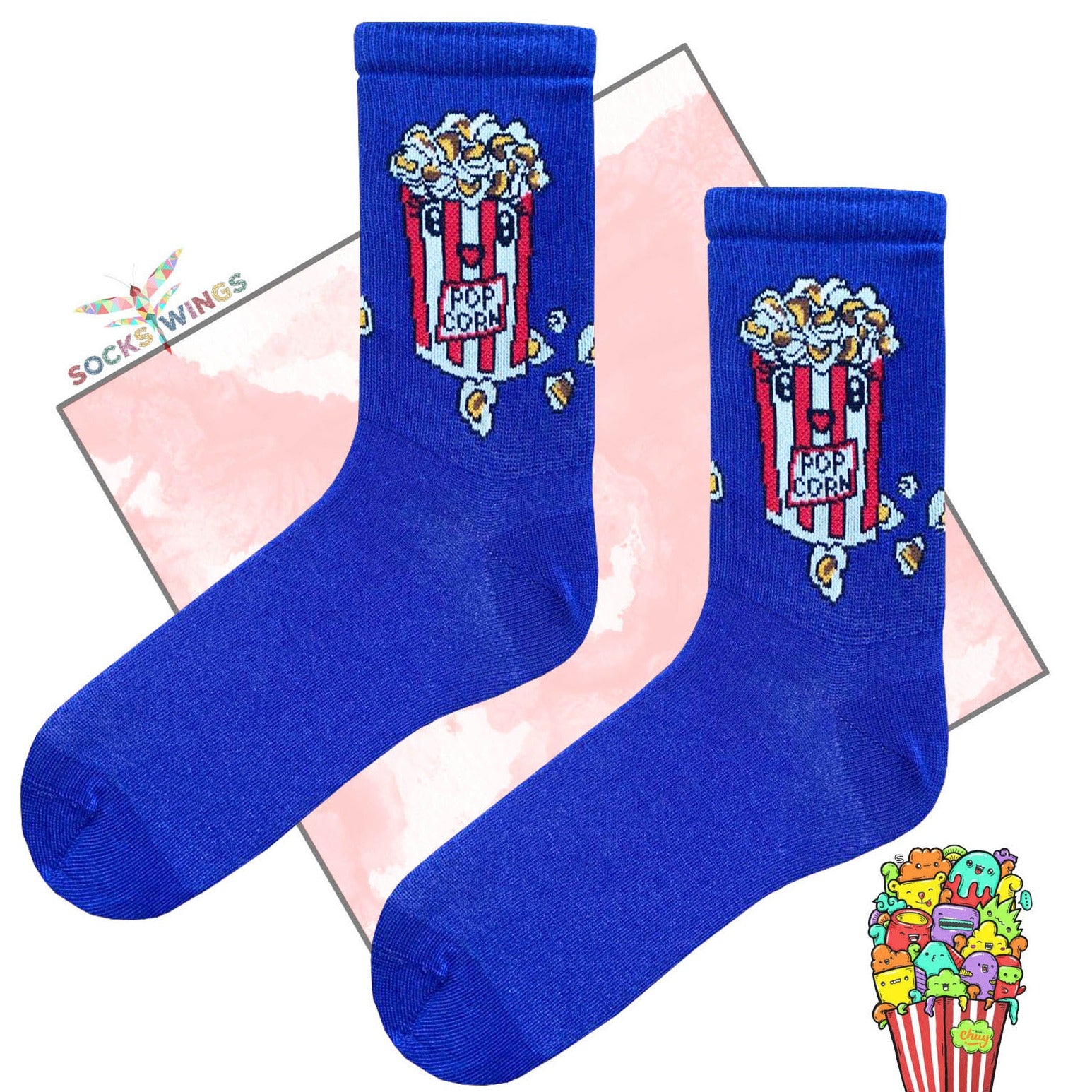 Blaue Popcorn Socken