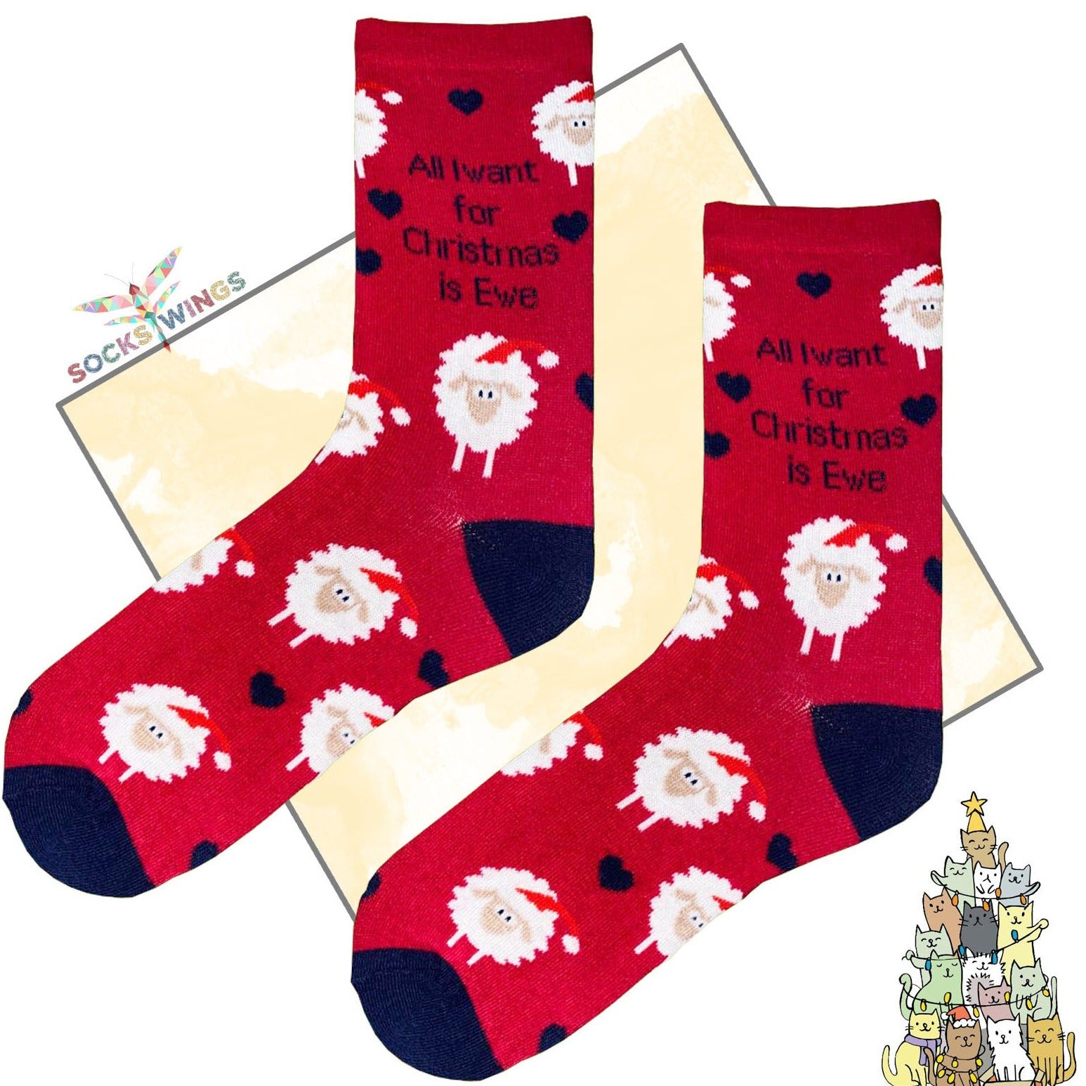 All I Want For Xmas Is Ewe Rot Socken