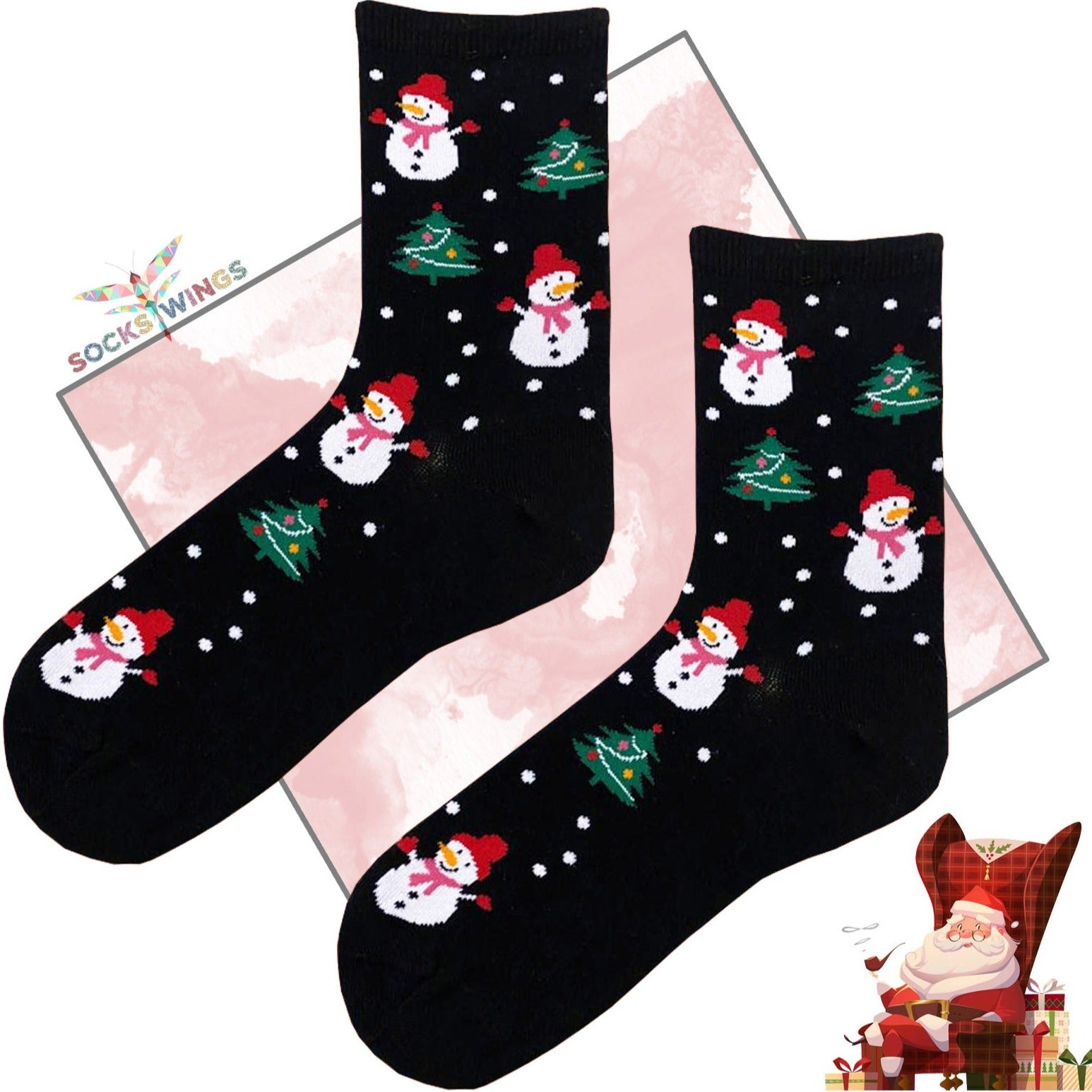 Schneemann Baum Socken