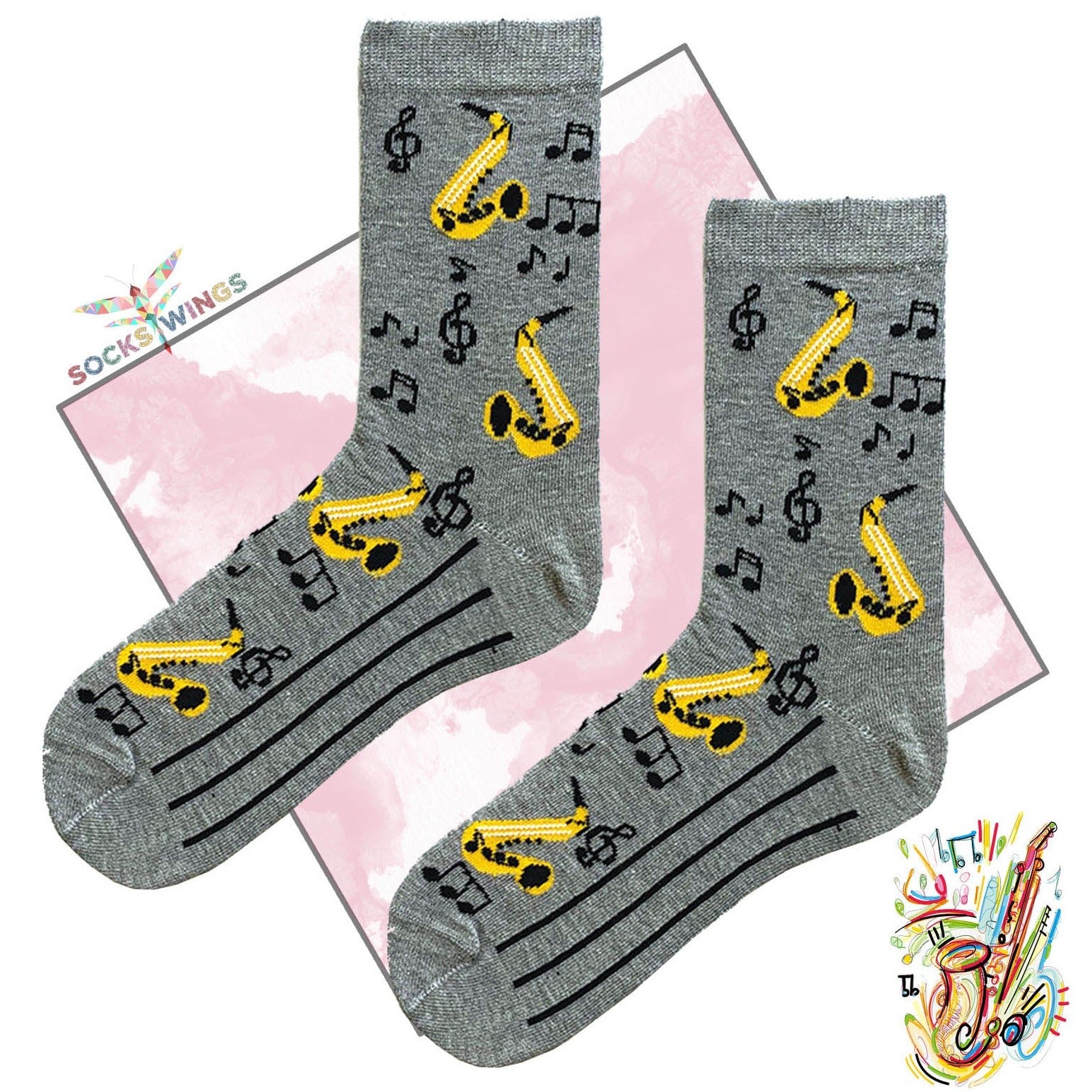 Grau Musiknote Socken