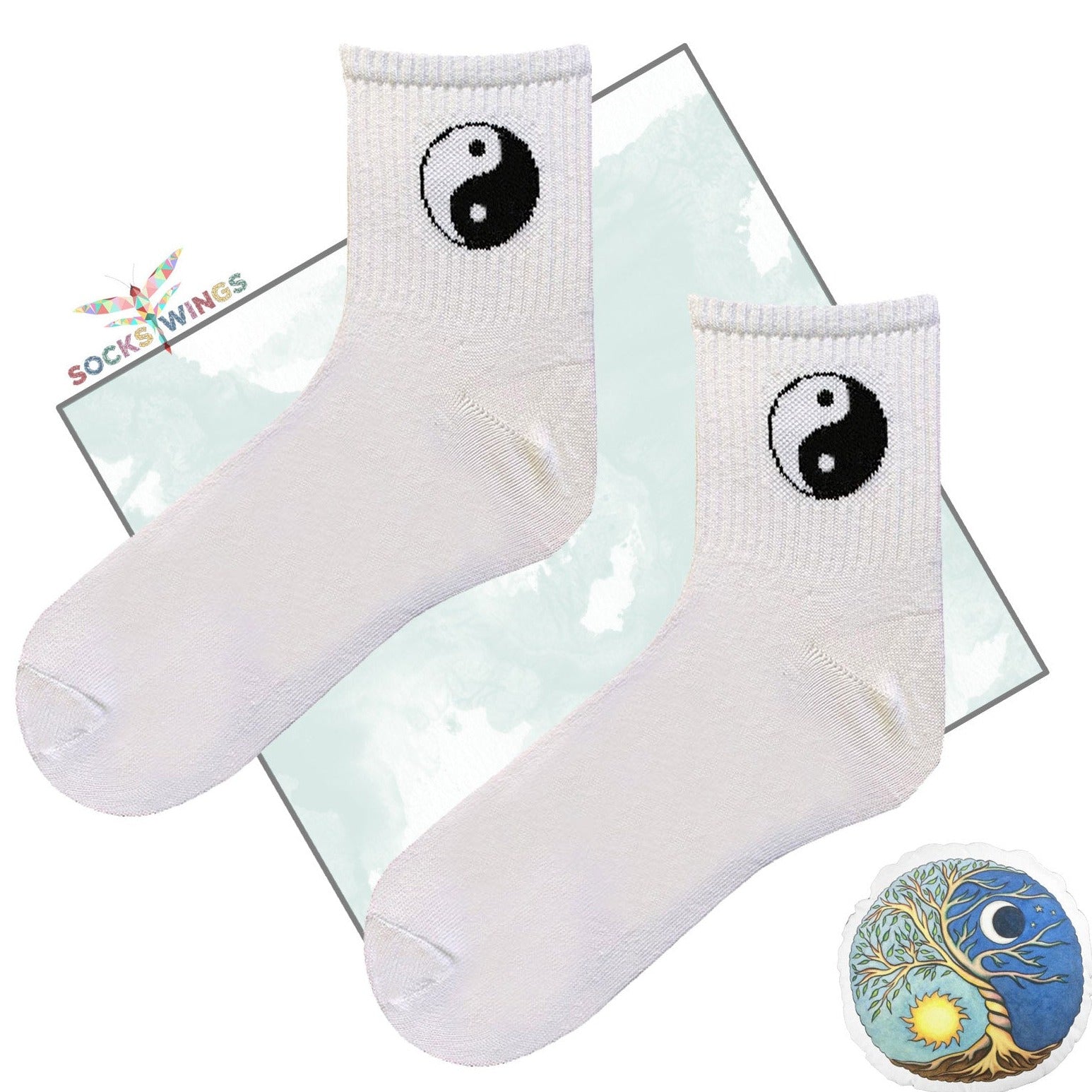 Weisse Yin Yang Socken